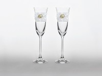 Poháre na šampanské s ozdobou srdiečka